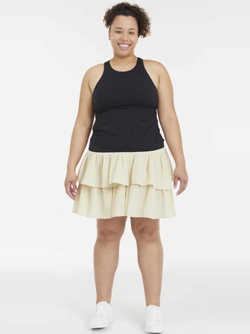Universal Thread Tan Tiered Stretchy Skirt NWT